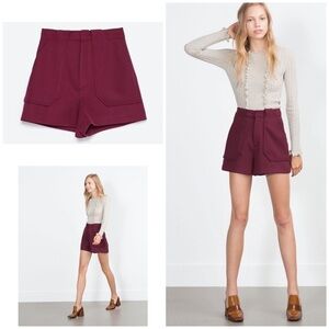 EUC Zara Thick Knit High Waist Burgundy Shorts XS​​​​​